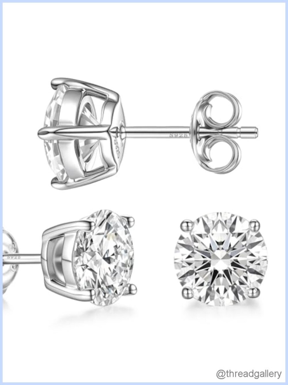Moissanite Stud Earrings 925 Sterling Silver 18k White Gold Plated
